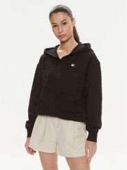 Tommy Jeans Bluza Badge DW0DW17955 Czarny Relaxed Fit. Czarne bluzy bez kaptura damskie Tommy Jeans, s, z bawełny. Za 399.99 zł.