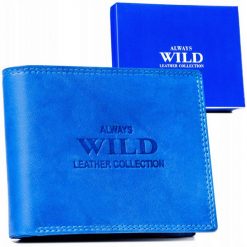 Portfel skórzany Always Wild AW-N5-MAL niebieski. Niebieskie portfele męskie Always Wild, bez wzorów, ze skóry. Za 45.00 zł.