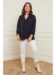 Curvy Lady Bluzka w kolorze granatowym rozmiar: 40/42. Niebieskie bluzki damskie Curvy Lady, bez wzorów, klasyczne, bez kołnierzyka, bez ramiączek. Za 65.99 zł.