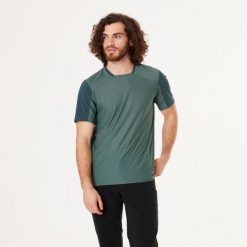 Koszulka rowerowa MTB męska Rockrider oddychająca. Zielone t-shirty sportowe męskie ROCKRIDER, l, z materiału, bez ramiączek, rowerowe. W wyprzedaży za 39.99 zł.