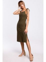 Made of emotion Sukienka w kolorze khaki rozmiar: L. Brązowe sukienki damskie Made Of Emotion, na co dzień, l, bez wzorów, bez kołnierzyka, bez ramiączek, midi, proste. Za 47.82 zł.