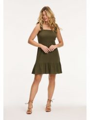 SHIWI Sukienka "Bora Bora" w kolorze khaki rozmiar: L. Brązowe sukienki damskie SHIWI, l, bez wzorów, z bawełny, bez kołnierzyka, bez ramiączek, mini. Za 153.71 zł.