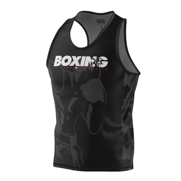 Koszulka sportowa bez rękawów męska Tank top EXTREME HOBBY BOLD BOXING. Czarne t-shirty sportowe męskie EXTREME HOBBY, m, z elastanu, bez ramiączek, na fitness i siłownię. Za 139.00 zł.