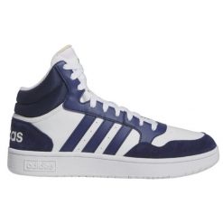 Buty adidas Hoops 3.0 Mid M IG1432 białe. Białe buty sportowe na co dzień męskie z gumy, bez zapięcia. Za 387.67 zł.