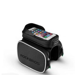 Sakwa, torba rowerowa na ramę z pokrowcem na telefon 6,2" Rockbros 009-42. Czarne torebki klasyczne damskie ROCKBROS, bez wzorów, z materiału, bez dodatków. Za 69.99 zł.