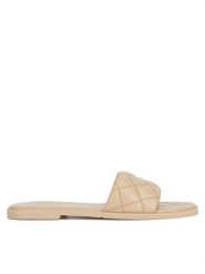 Badura Klapki HAPPY-08W3-086 Beżowy. Brązowe klapki damskie Badura, bez wzorów, ze skóry, bez obcasa. Za 179.99 zł.