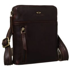 Skórzana listonoszka męska w brązowym kolorze Peterson PTN 1902-OPU. Brązowe saszetki męskie Peterson, ze skóry. Za 149.99 zł.