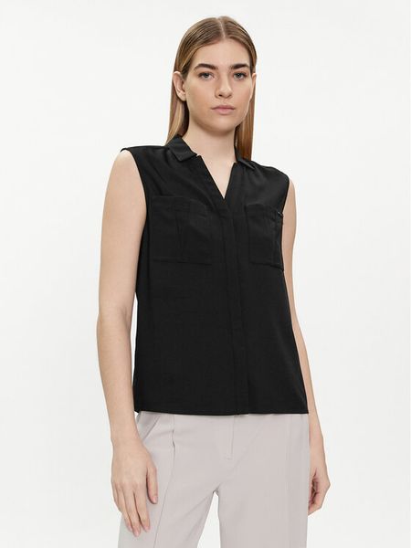 Calvin Klein Koszula K20K207031 Czarny Regular Fit. Czarne koszule damskie CALVIN KLEIN, bez wzorów, z syntetyku, bez kołnierzyka, bez ramiączek. Za 189.99 zł.