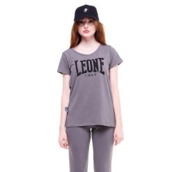 Koszulka na siłownia na co dzień. Szare t-shirty damskie LEONE 1947 APPAREL, bez wzorów, z bawełny, bez kołnierzyka. W wyprzedaży za 65.57 zł.