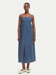Tommy Jeans Sukienka jeansowa DW0DW22342 Niebieski Slim Fit. Niebieskie sukienki damskie Tommy Jeans, s, bez wzorów, z bawełny, bez kołnierzyka, bez ramiączek. Za 489.99 zł.