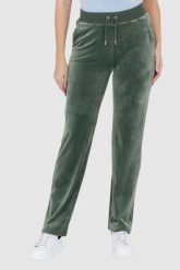 JUICY COUTURE Welurowe zielone spodnie dresowe diamante bottoms. Zielone spodnie dresowe damskie Juicy Couture, s, bez wzorów, z dresówki. W wyprzedaży za 329.99 zł.