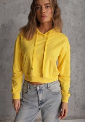 Żółta Bluza z Kapturem i Bawełną Ozdobiona Ściągaczami Evianae. Żółte bluzy z kapturem damskie Renee, l, z bawełny. Za 34.99 zł.
