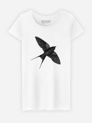 WOOOP Koszulka "Night Swallow" w kolorze białym rozmiar: XL. Białe bluzki damskie Wooop, xl, bez wzorów, z bawełny, bez kołnierzyka. Za 92.21 zł.