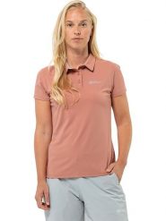 Jack Wolfskin Koszulka polo "Prelight Trail" w kolorze łososiowym rozmiar: M. Pomarańczowe bluzki damskie Jack Wolfskin, m, bez wzorów, bez kołnierzyka, bez ramiączek. Za 176.08 zł.