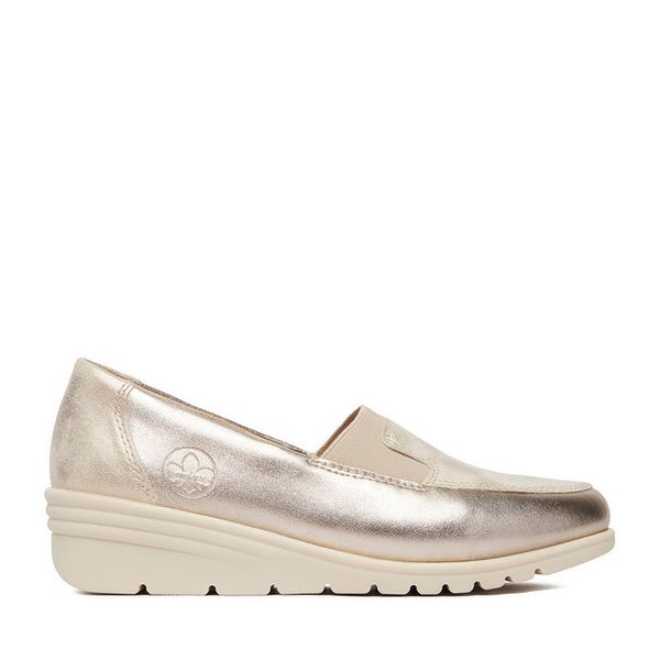 Półbuty Rieker. Żółte półbuty damskie Rieker, bez wzorów, bez obcasa, na koturnie. Za 339.99 zł.