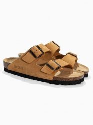 BACKSUN Klapki "Bali" w kolorze jasnobrązowym rozmiar: 38. Brązowe klapki damskie Backsun, bez wzorów, z materiału, bez obcasa. Za 130.99 zł.