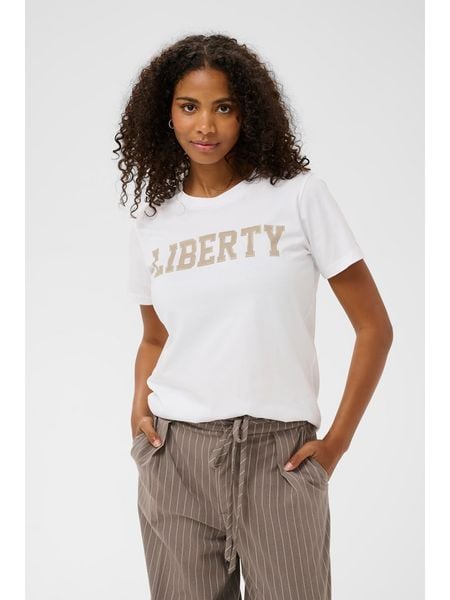 Kaffe Koszulka w kolorze białym rozmiar: M. Białe t-shirty damskie Kaffe, m, bez wzorów, z bawełny, bez kołnierzyka. Za 79.59 zł.