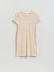 Koszula nocna z napisem - kremowy. Białe koszule nocne damskie Reserved, bez wzorów, z bawełny. Za 59.99 zł.