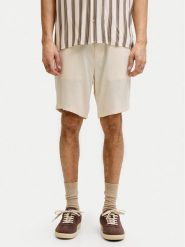 Jack & Jones Szorty materiałowe Ace Mykonos 12269376 Beżowy Regular Fit. Brązowe szorty męskie Jack & Jones, ze lnu, bez kołnierzyka. Za 209.99 zł.