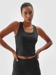 4F Top treningowy szybkoschnący damski - czarny XL. Czarne topy damskie 4f, xl, bez wzorów, z dzianiny, bez ramiączek. Za 99.99 zł.