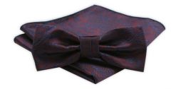 Zestaw: Mucha z Poszetką - Alties - Ciemne Bordo, Granatowy Wzór. Czerwone krawaty i muchy męskie Alties, bez wzorów, eleganckie. Za 54.00 zł.