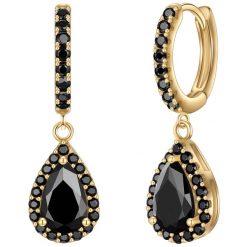 Glanzstücke München Creolen Sterling Silber gelbgold Zirkonia schwarz Kolczyki 1 ct Damski. Czarne kolczyki damskie Glanzstücke München, z cyrkonią, pozłacane. Za 297.49 zł.