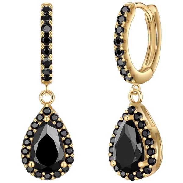 Glanzstücke München Creolen Sterling Silber gelbgold Zirkonia schwarz Kolczyki 1 ct Damski. Czarne kolczyki damskie Glanzstücke München, z cyrkonią, pozłacane. Za 297.49 zł.