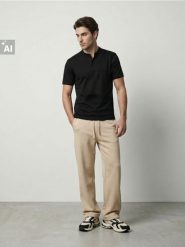 Dresowe spodnie wide leg z haftem - beżowy. Brązowe spodnie sportowe męskie Sinsay, z dresówki. Za 49.99 zł.