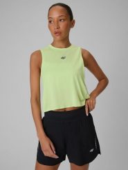4F Top do biegania szybkoschnący damski - zielony XS. Zielone topy damskie 4f, s, bez wzorów, z materiału, bez kołnierzyka. Za 99.99 zł.