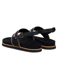 Sandały Barbour. Czarne sandały damskie Barbour, bez wzorów, bez obcasa, na płaskiej podeszwie. Za 659.99 zł.