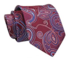 Krawat Męski, Czerwono-Niebieski, Wzór Orientalny, Klasyczny, Szeroki 7,5 cm, Elegancki -CHATTIER. Czerwone krawaty i muchy męskie Chattier, bez wzorów, z tkaniny, eleganckie. Za 49.00 zł.