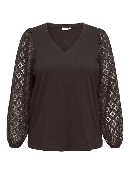 ONLY Carmakoma Bluzka w kolorze brązowym rozmiar: XS-40/42. Brązowe bluzki damskie Only Carmakoma, xs, bez wzorów, z koronki, bez kołnierzyka, bez ramiączek. Za 94.95 zł.