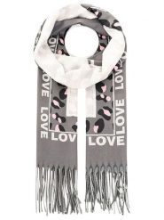 Zwillingsherz Szal "Leo Love & Hearts" w kolorze szaro-kremowym - 180 x 70 cm rozmiar: onesize. Szare szaliki i kominy damskie Zwillingsherz, bez wzorów, z materiału. Za 118.84 zł.