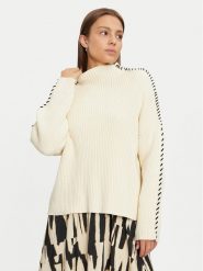 ONLY Golf Queenie 15330680 Beżowy Loose Fit. Brązowe golfy damskie Only, s, bez wzorów, z bawełny, bez ramiączek. Za 169.99 zł.