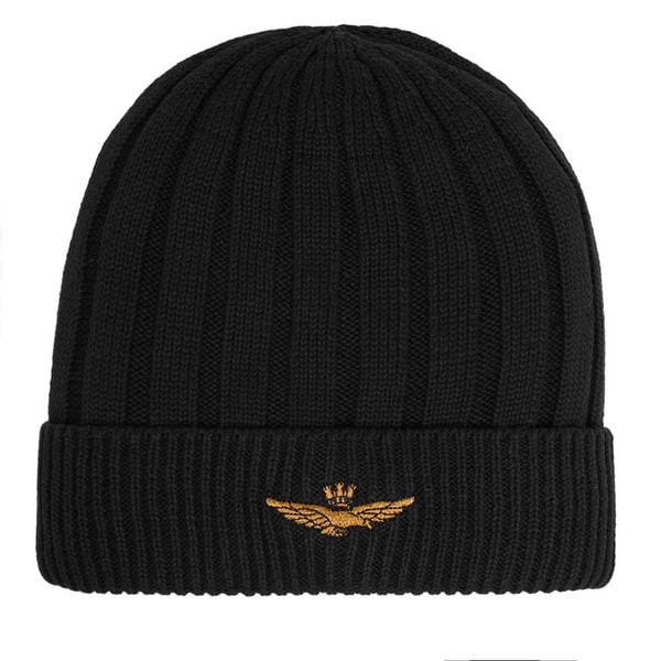 Czapka Aeronautica Militare. Czarne czapki męskie AERONAUTICA MILITARE, na zimę, bez wzorów. Za 179.99 zł.