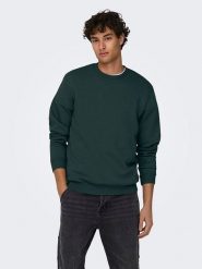 ONLY & SONS Bluza "Ceres" w kolorze ciemnozielonym rozmiar: S. Zielone bluzy bez kaptura męskie Only & Sons, s. Za 79.03 zł.