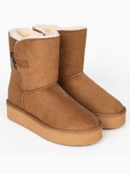 ISLAND BOOT Botki zimowe "Emmy" w kolorze jasnobrązowym rozmiar: 40. Brązowe botki damskie Island Boot, na zimę, bez obcasa, bez zapięcia. Za 170.87 zł.