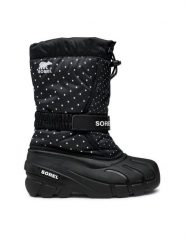 Sorel Śniegowce Youth Flurry Print NY3503-010 Czarny. Czarne kozaki dziewczęce Sorel, bez wzorów, z materiału, bez obcasa. Za 349.00 zł.