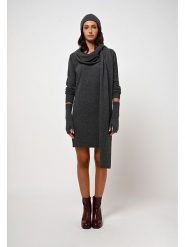 AUTHENTIC CASHMERE Kaszmirowa sukienka "Armet" w kolorze antracytowym rozmiar: M. Czarne sukienki damskie AUTHENTIC CASHMERE, m, bez wzorów, z kaszmiru, bez kołnierzyka, bez ramiączek, mini. Za 425.06 zł.