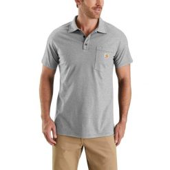 Koszulka sportowa męska polo Carhartt Force Midweight Pocket. Szare koszulki polo męskie Carhartt, l, bez ramiączek, trekkingowe. Za 159.99 zł.