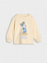 Bluza niemowlęca Myszka Miki - kremowy. Białe bluzy i bluzki niemowlęce Sinsay, bez wzorów, bez ramiączek, długie, bez kaptura. Za 15.99 zł.