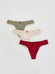 Majtki stringi 3 pack - czerwony. Czerwone stringi damskie Reserved, l, bez wzorów. Za 49.99 zł.