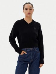 HUGO Sweter Scutie 50543059 Czarny Relaxed Fit. Czarne swetry klasyczne damskie Hugo, l, z syntetyku, bez kołnierzyka. Za 439.99 zł.