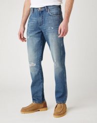 MĘSKIE SPODNIE JEANSOWE WRANGLER GREENSBORO ROUGH RIDER W15QY1367 112141202. Spodnie materiałowe męskie Wrangler, bez wzorów, z jeansu. Za 209.99 zł.