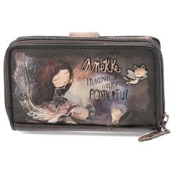 Brązowy Kompaktowy Damski Portfel Anekke. Brązowe portfele damskie Anekke, z aplikacjami, z materiału. Za 199.00 zł.