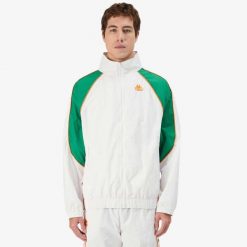 Kurtka z dresu Kappa 222 Banda Nucio. Białe kurtki męskie Kappa, bez wzorów, z dresówki, sportowe, bez kaptura. Za 461.50 zł.