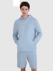 4F Bluza dresowa nierozpinana z kapturem męska - niebieska M. Niebieskie bluzy sportowe męskie 4f, bez wzorów, z bawełny, sportowe, bez kołnierzyka, bez ramiączek. W wyprzedaży za 119.99 zł.