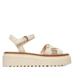 Sandały Liu Jo. Białe sandały damskie Liu Jo, bez wzorów, bez obcasa, na koturnie. Za 559.99 zł.