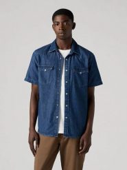Levi's Koszula dżinsowa - Regular fit - w kolorze granatowym rozmiar: M. Niebieskie koszule męskie Levi's, m, bez wzorów, z bawełny, bez kołnierzyka, bez ramiączek. Za 120.79 zł.