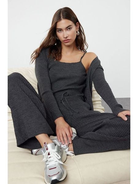 Trendyol 3-częściowy zestaw w kolorze antracytowym rozmiar: M. Czarne kardigany damskie Trendyol, m, bez wzorów. Za 100.99 zł.